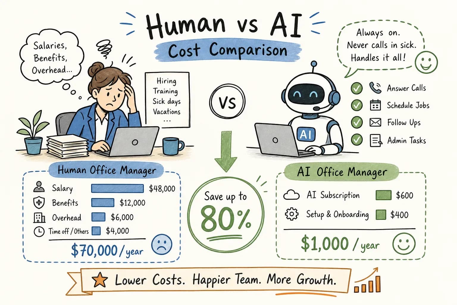 AI office manager for HVAC: the real cost comparison