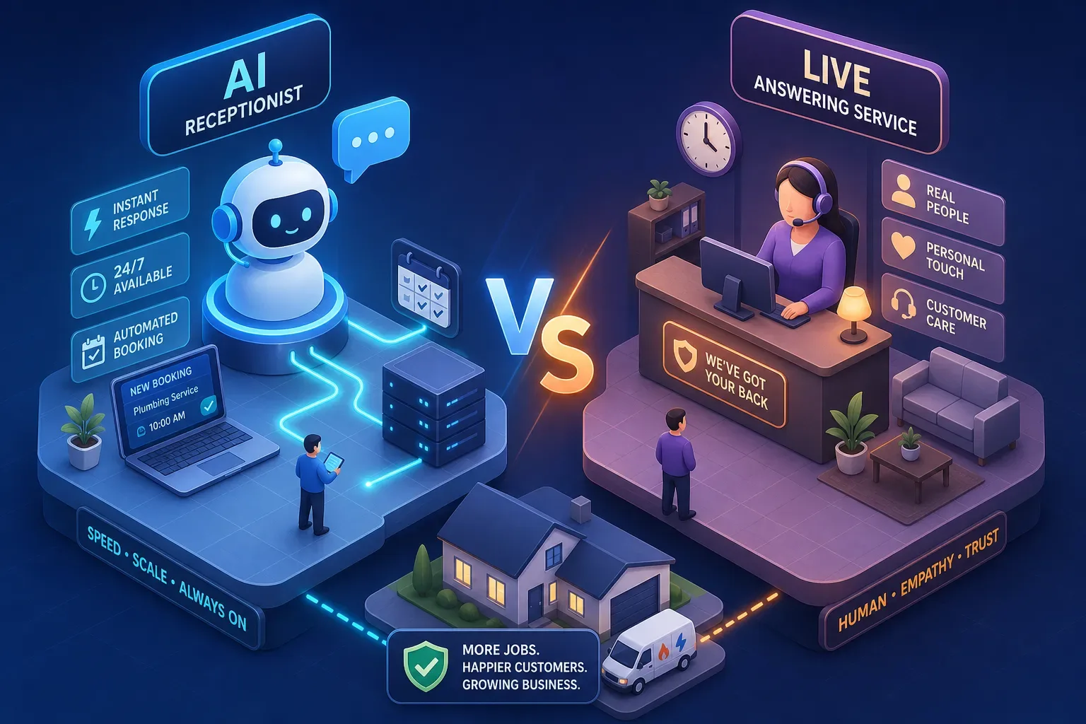 AI Receptionist vs. Live Answering Service for Home Services